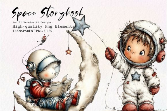 Download Cute Space Storybook PNG Clipart - Space Collection