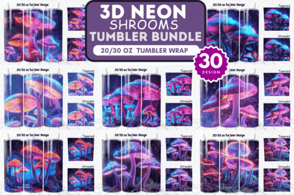 Download 3D Neon Shrooms Tumbler Wrap Bundle - 3d neon Collection