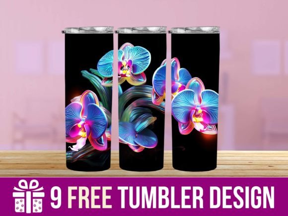 Download 3D Neon Flower Tumbler Wrap Designs - 3d neon Collection
