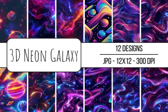 Download 3D Neon Galaxy Seamless Pattern - 3d neon Collection