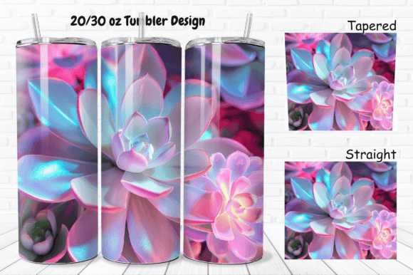 Download 3D Neon Succulent 20/ 30 Oz Tumbler Wrap - 3d neon Collection