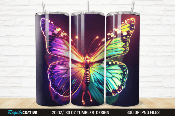 Download 3D Neon Glow in Dark Butterfly Tumbler - 3d neon Collection