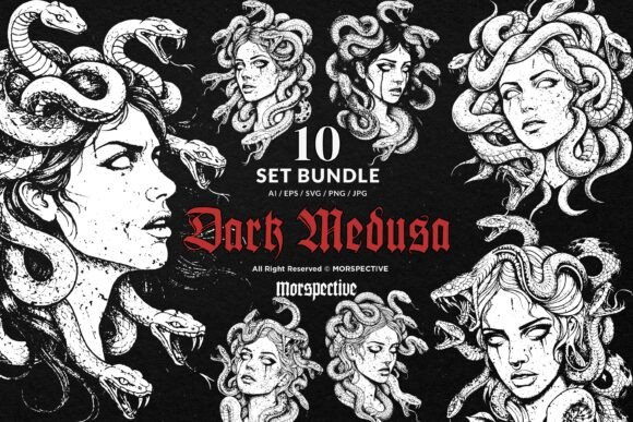 Download 10 Bundle Dark Art Medusa Women Snake - Snake Collection