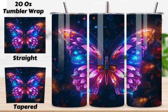 Download Tumbler Wrap 3d Butterfly, 3D Neon PNG - 3d neon Collection