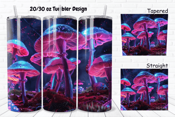 Download 3D Neon Shrooms 20/ 30 Oz Skinny Tumbler - 3d neon Collection