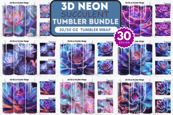 Download 3D Neon Succulent Tumbler Wrap Bundle - 3d neon Collection
